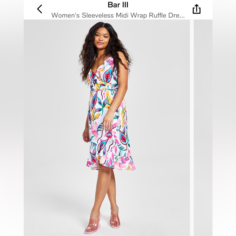 Bar III Multicolor Floral Dress - XS white background with bright summer colors